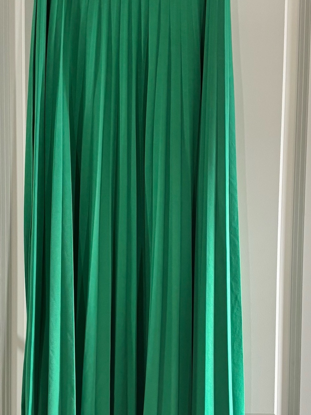 Emerald Pleated Maxi Skirt with Wide Belt - Picture 2 of 4